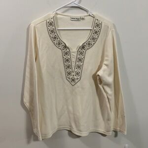 Studio Works Woman pretty embroidered sweater long sleeve Sz 1X good condition